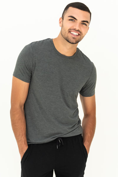 Lawrence Crew Neck Bamboo Tee – Heather Charcoal