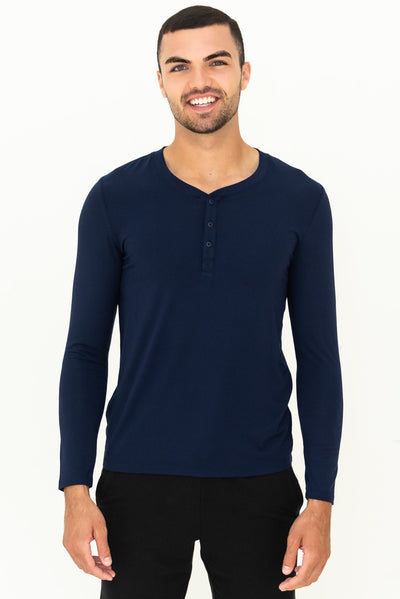 Julian Henley Bamboo Long Sleeve Top - Ink