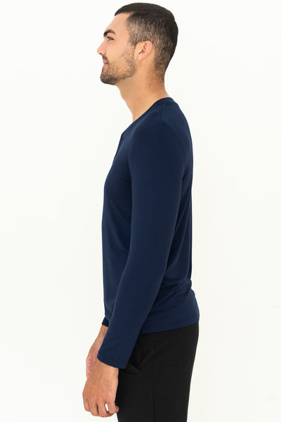 Julian Henley Bamboo Long Sleeve Top - Ink