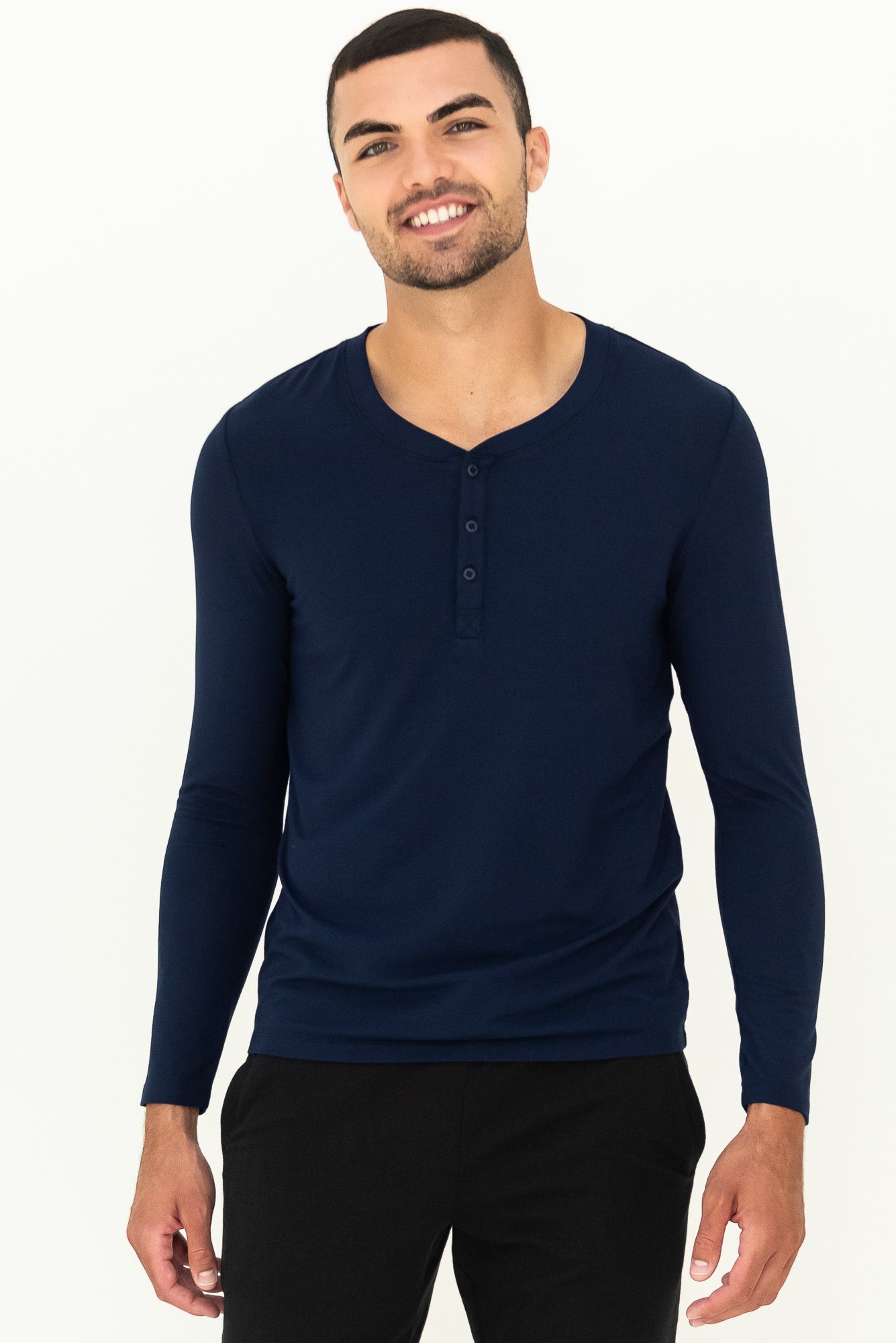 Julian Henley Bamboo Long Sleeve Top - Ink