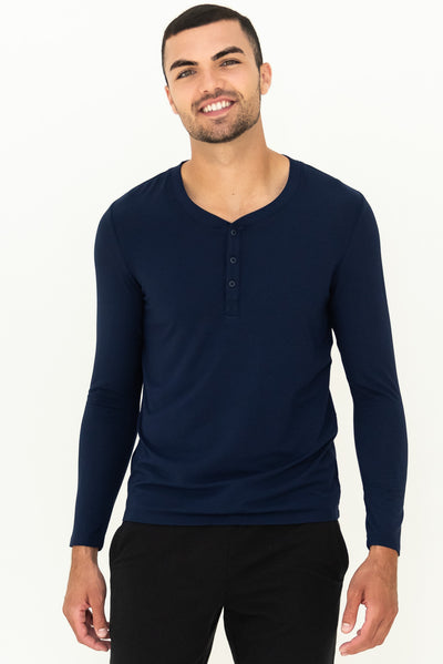 Julian Henley Bamboo Long Sleeve Top - Ink