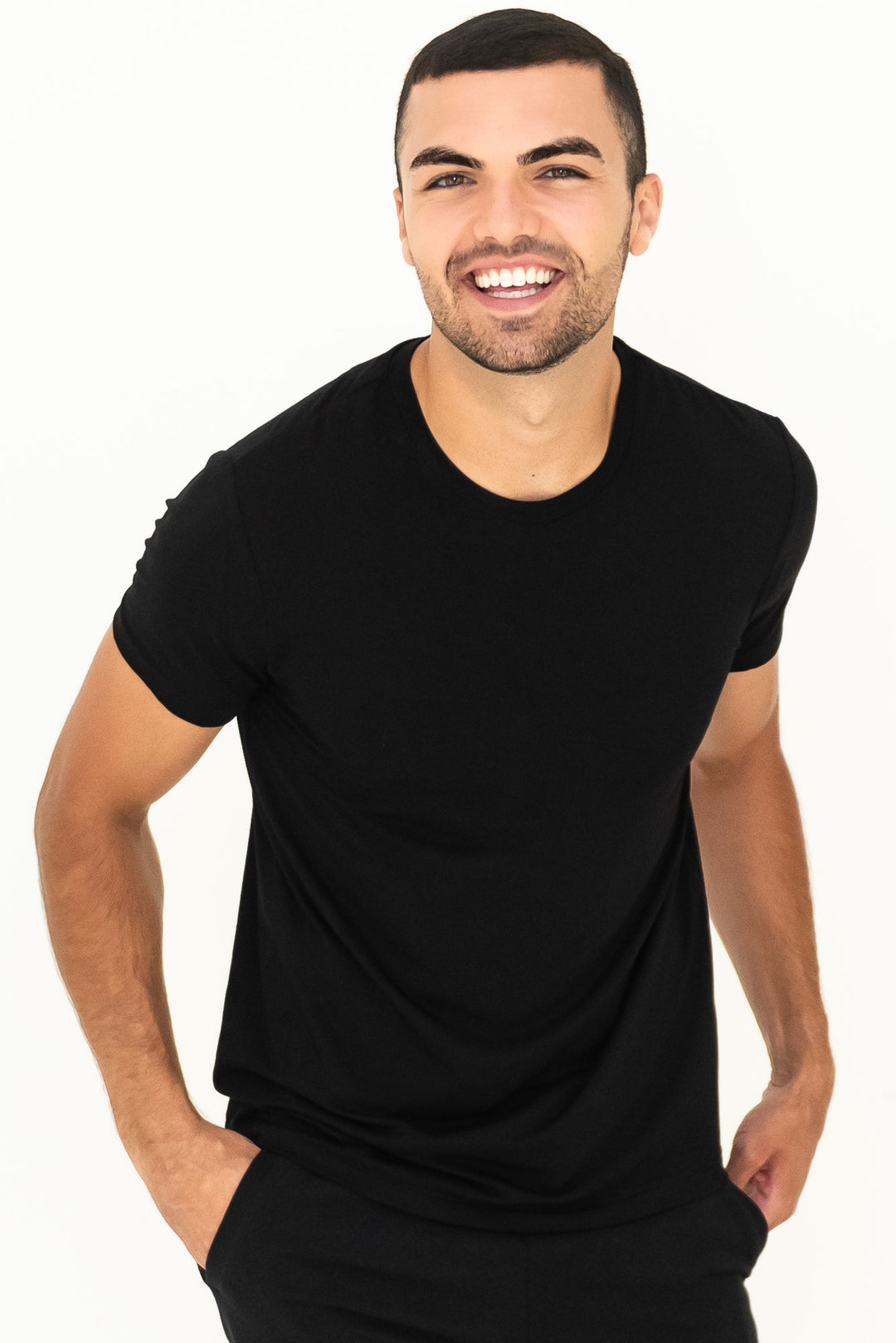 Lawrence Crew Neck Bamboo Tee - Black - Terrera