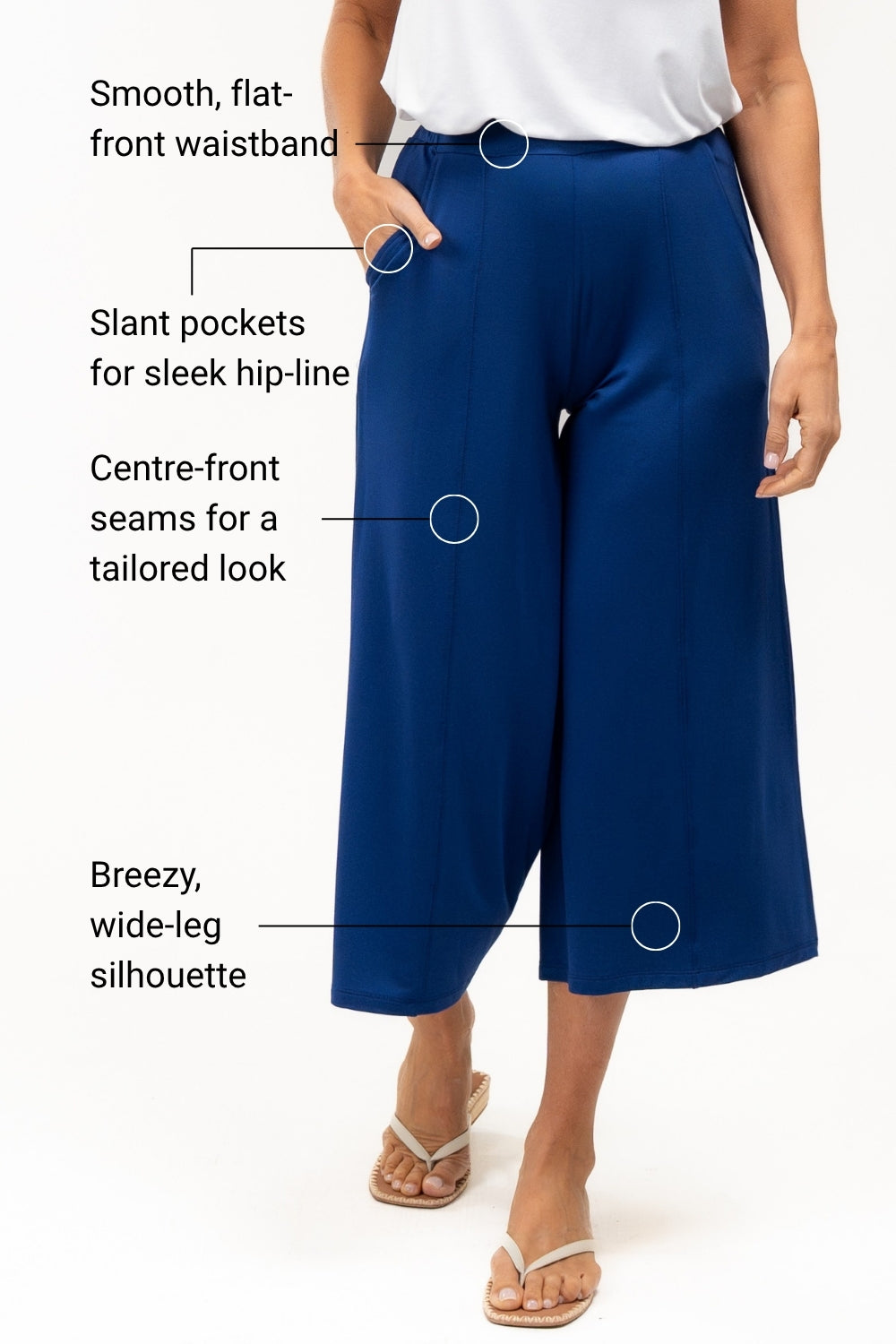 Paulina Bamboo Culotte - Marina Blue