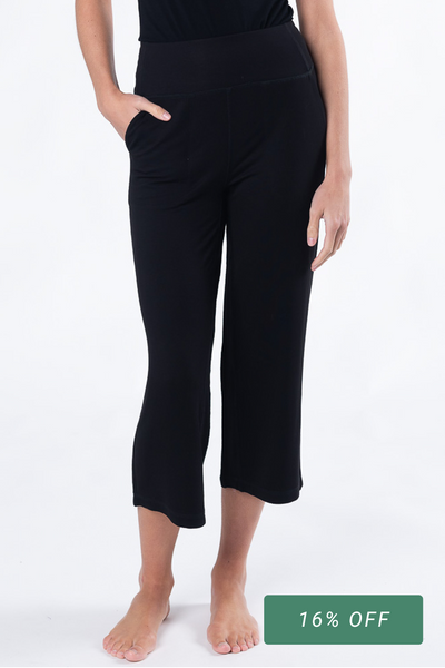 Dion Cropped Bamboo Pant - Black
