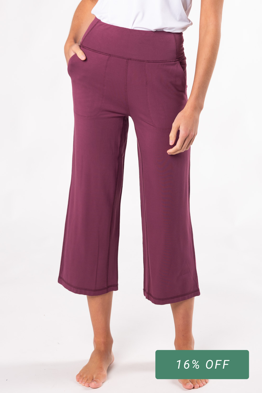 Dion Cropped Bamboo Pant - Sangria