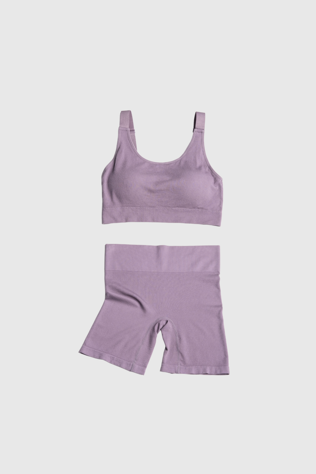 Ribbed Contour Bralette + Short Bundle – Dusty Purple