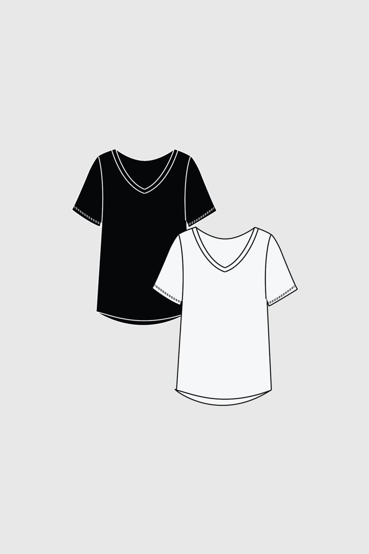 Rylie V-Neck T-Shirt Bundle (Black and White)