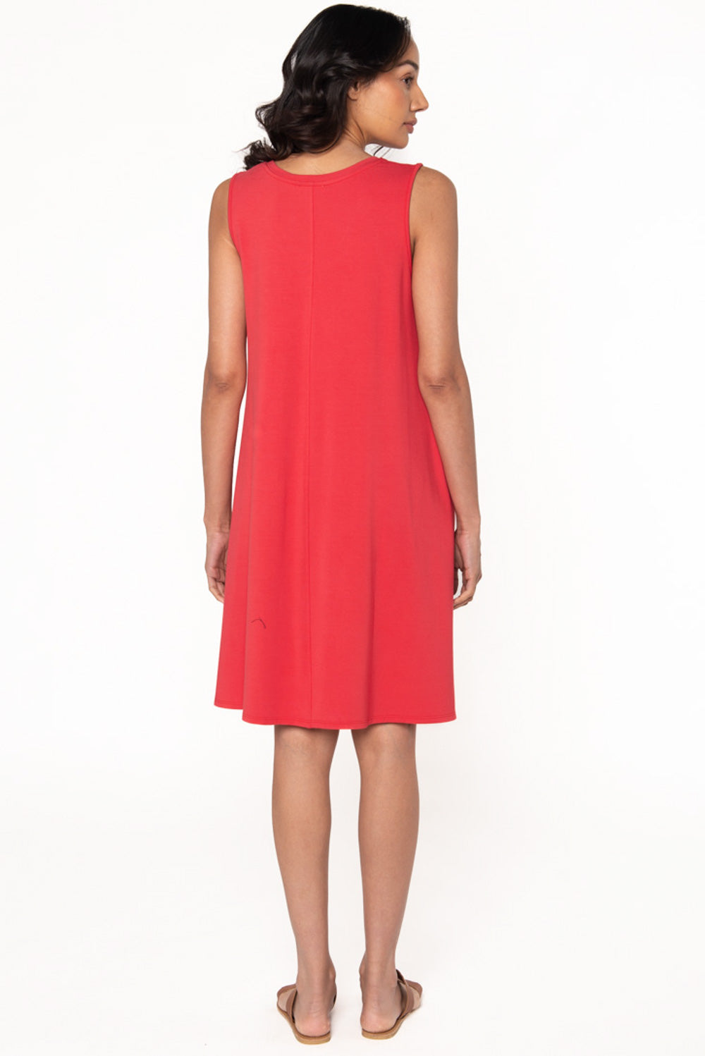 Bamboo A-Line Dress in Melon back view