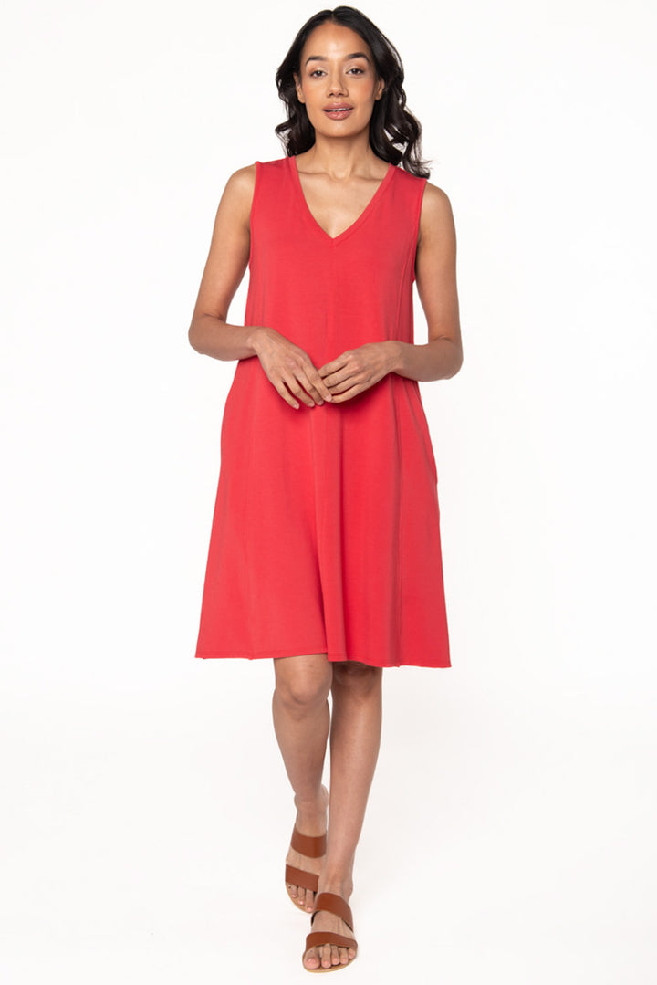 Bamboo A-Line Dress in Melon front view