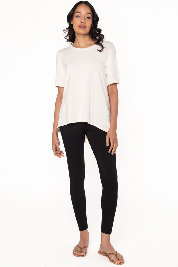 Bamboo short sleeve tee in Cream full body