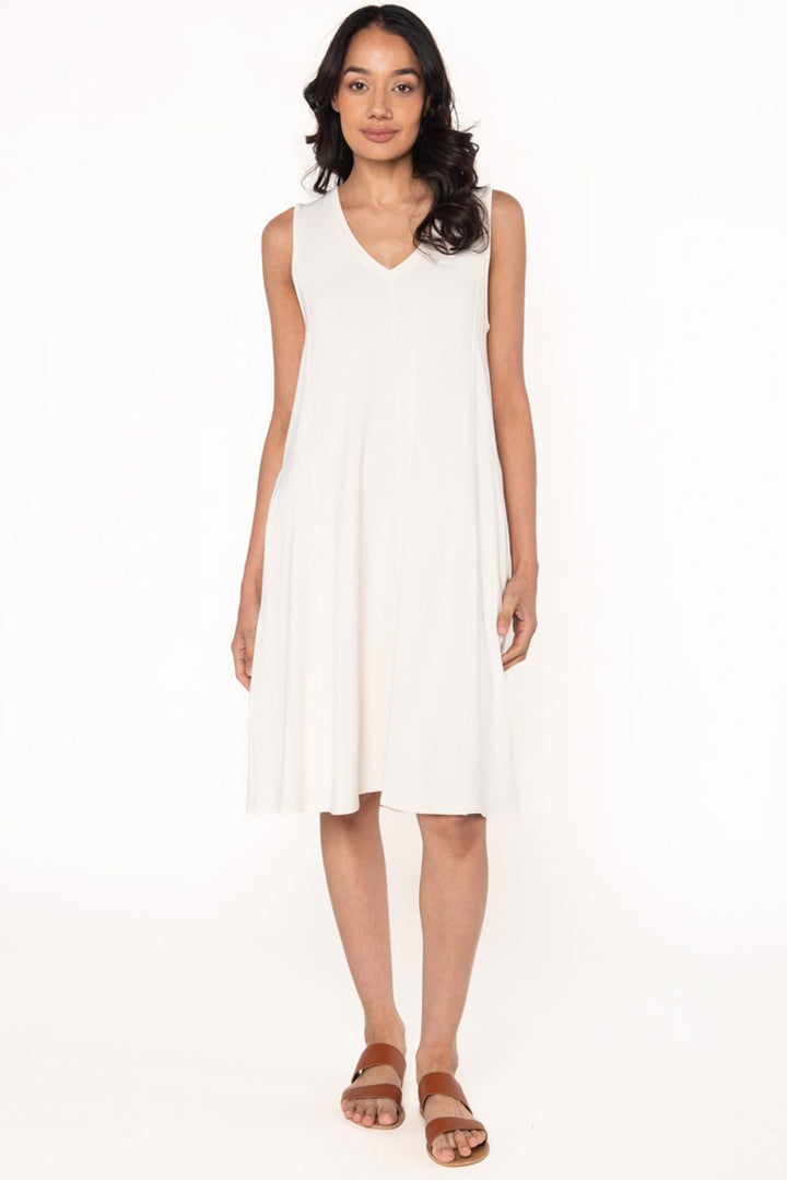 Bamboo A-Line Dress in Cream front view