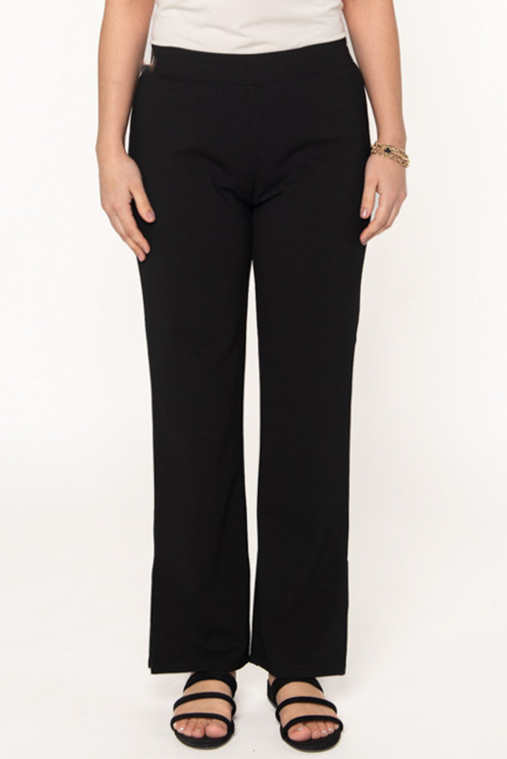 Bamboo straight leg pants for women in black.