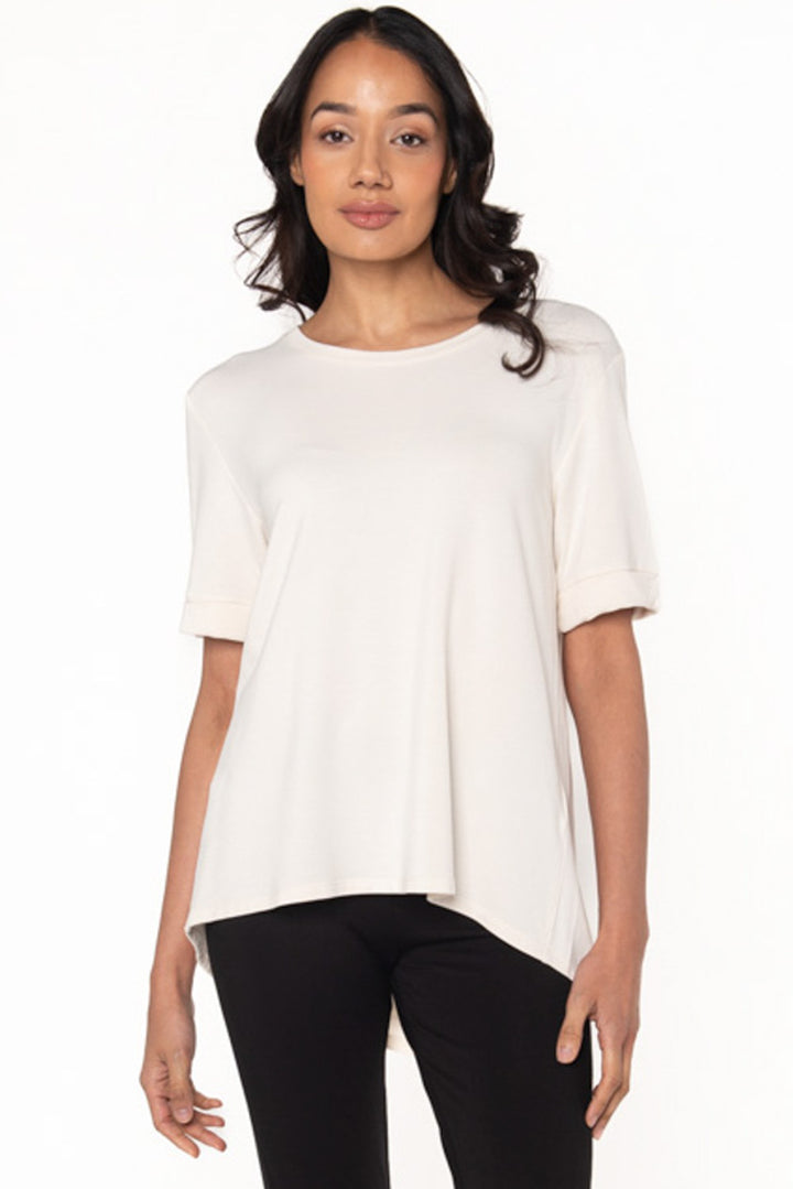 Bamboo short sleeve tee in Cream front view