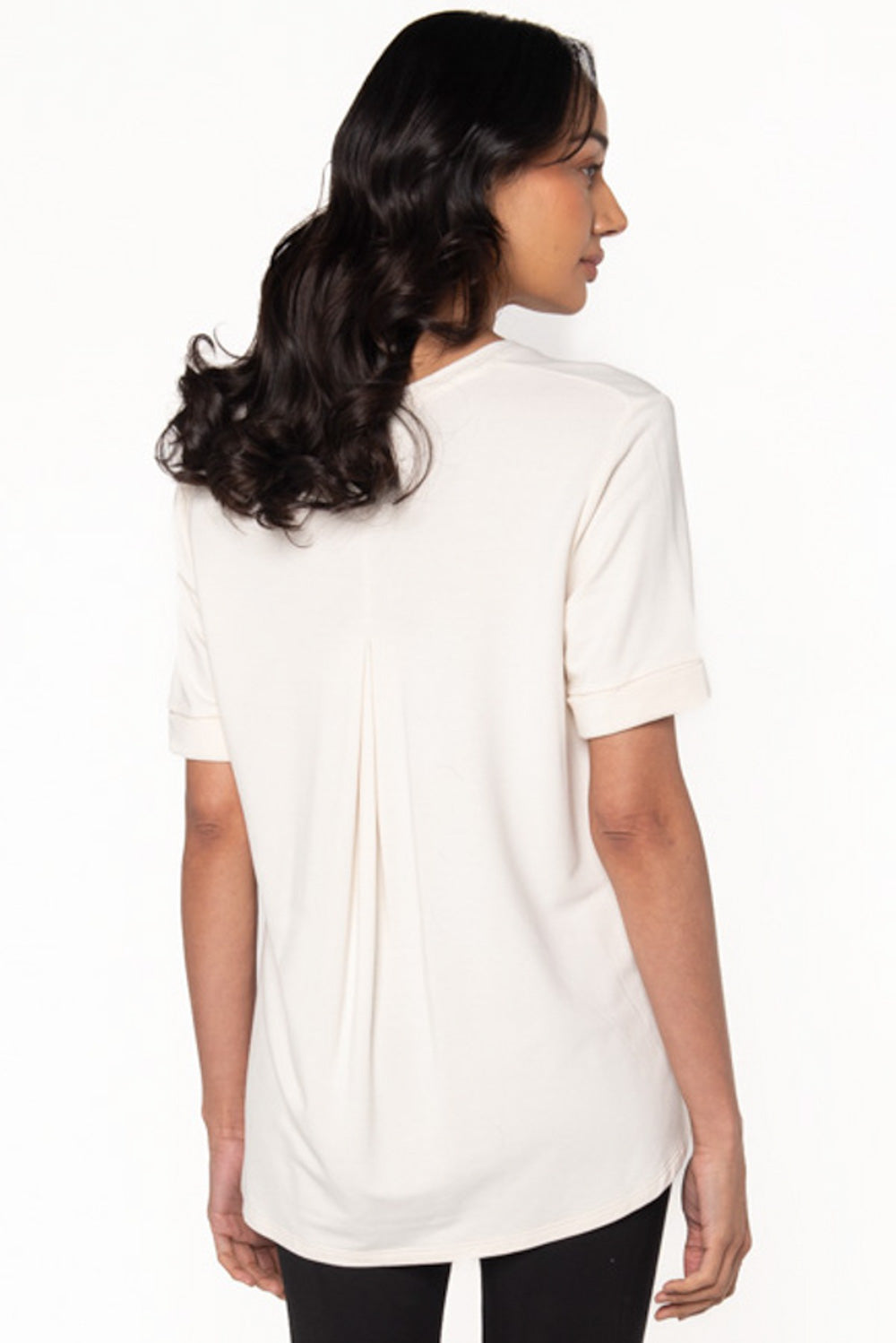 Bamboo short sleeve tee in Cream back view