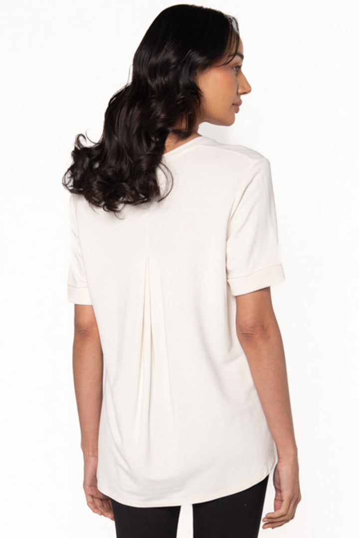 Bamboo short sleeve tee in Cream back view