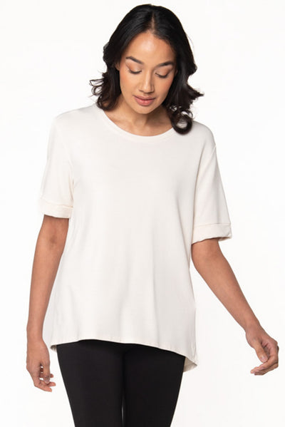 Bamboo short sleeve tee in Cream front view