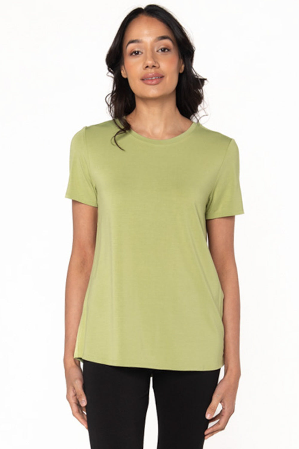 A light green bamboo t-shirt with a crew neckline by Terrera.