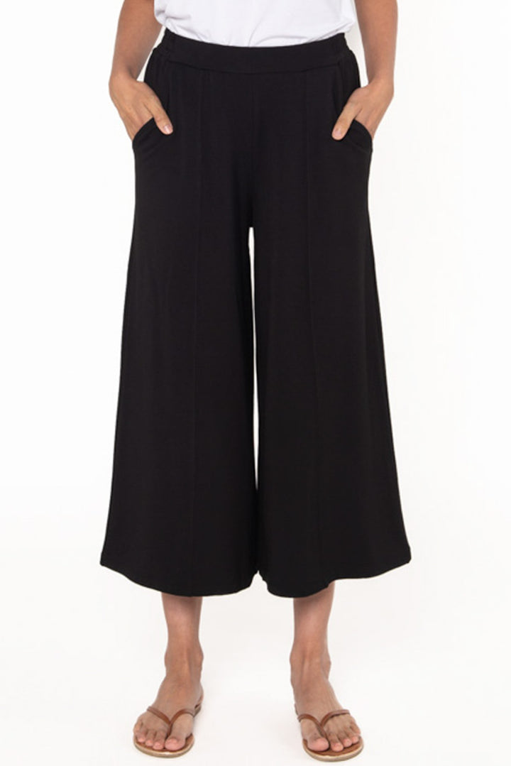 Bamboo culotte pant in Black front view