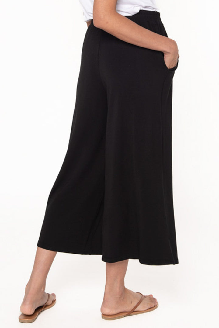 Bamboo culotte pant in Black back view