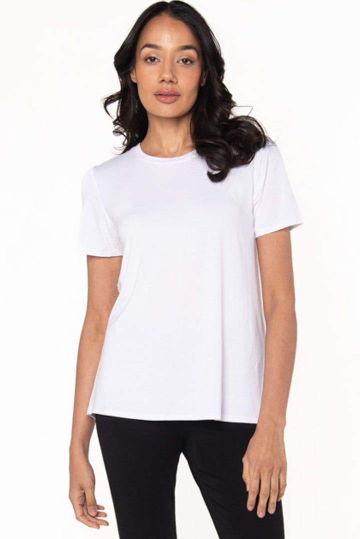 A white bamboo t-shirt with a crew neckline by Terrera.
