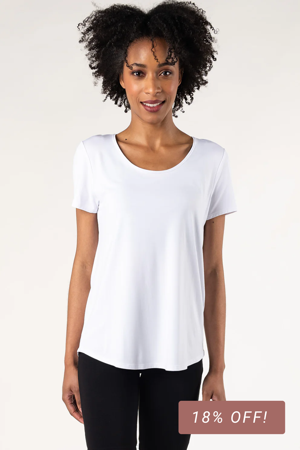 Brenda U-Neck Bamboo Tee - White