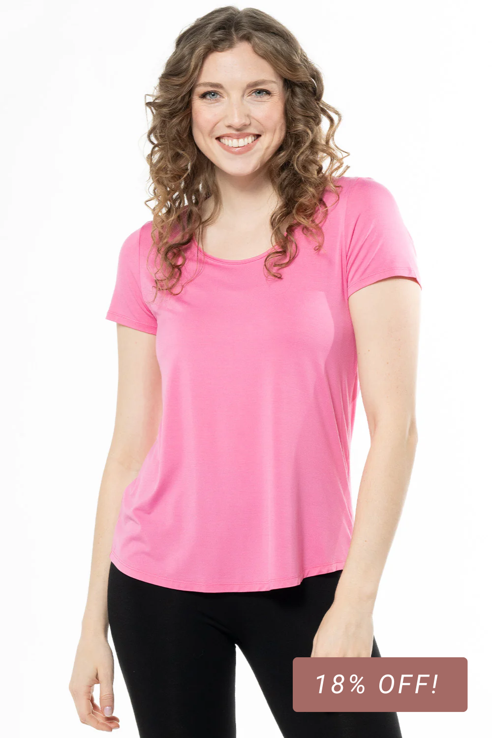 Brenda U-Neck Bamboo Tee - Wild Orchid