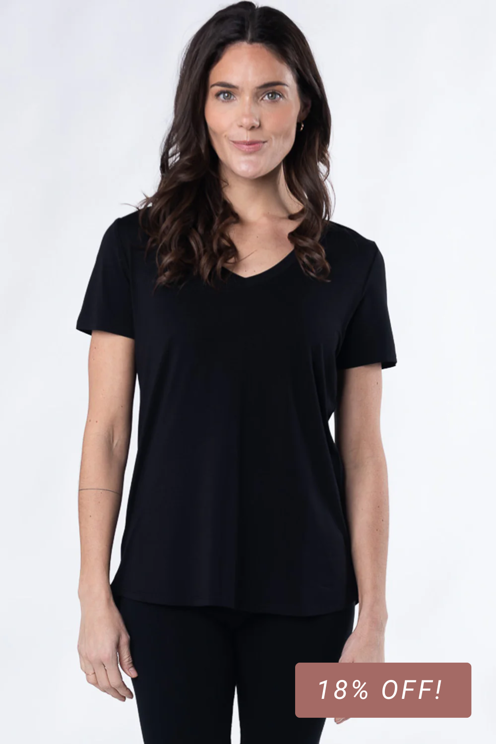 Rylie V-Neck Bamboo Tee - Black