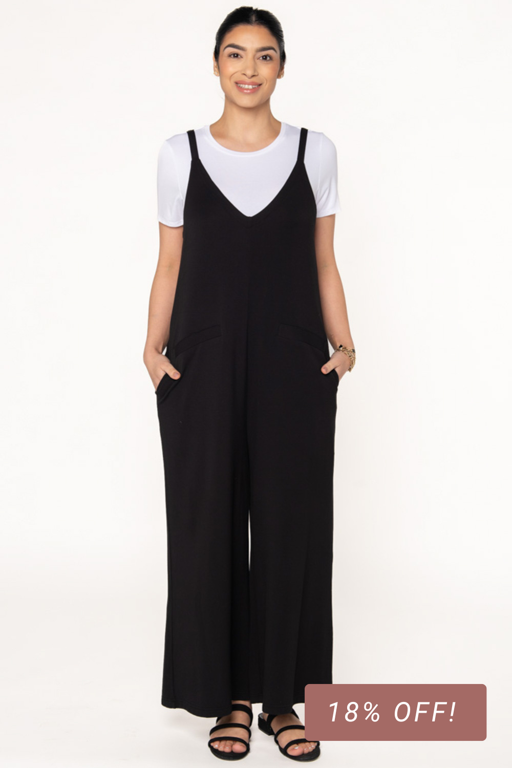 Josie Wide Leg Bamboo Jumpsuit - Black
