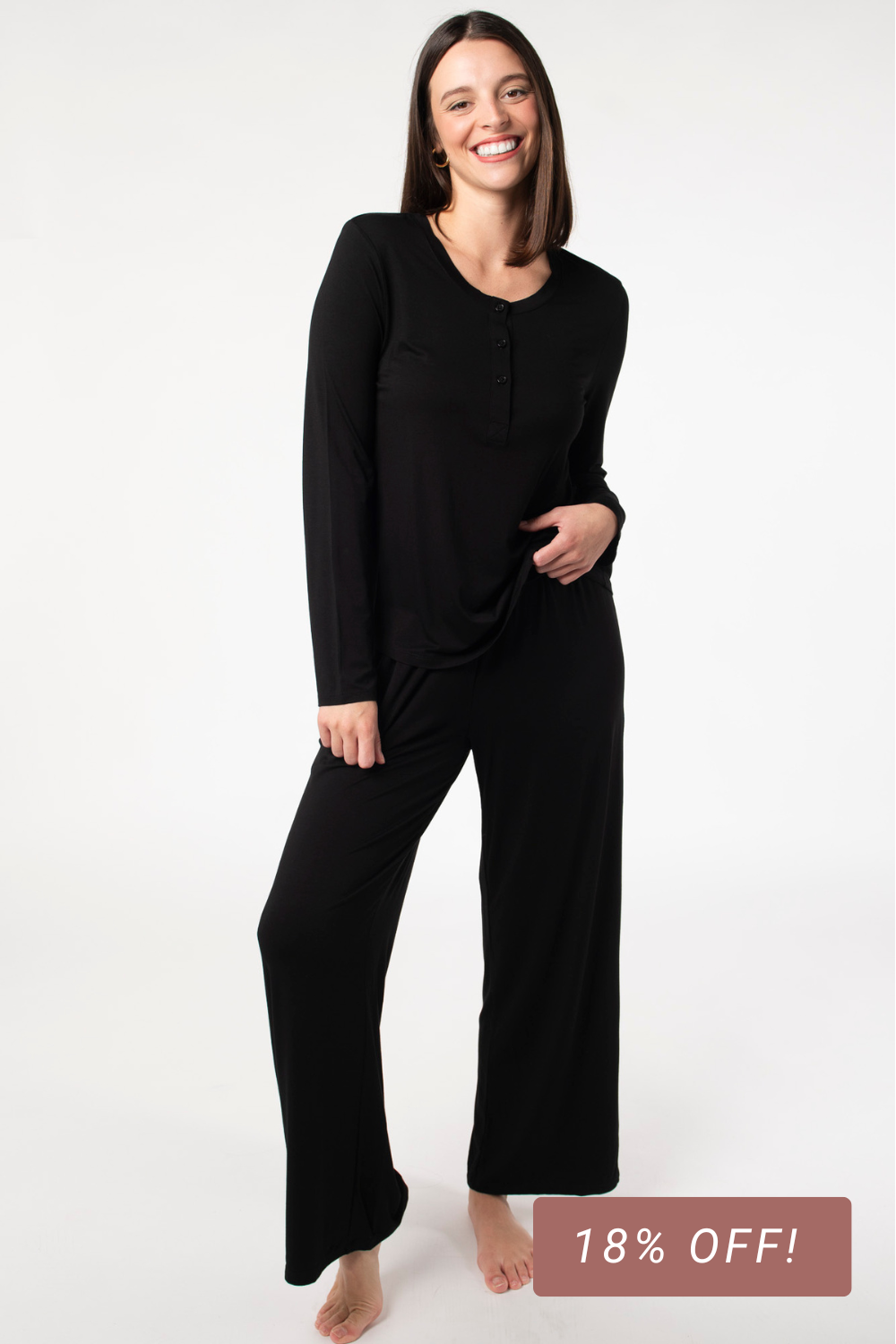 Skyla Bamboo Pajama Set - Black