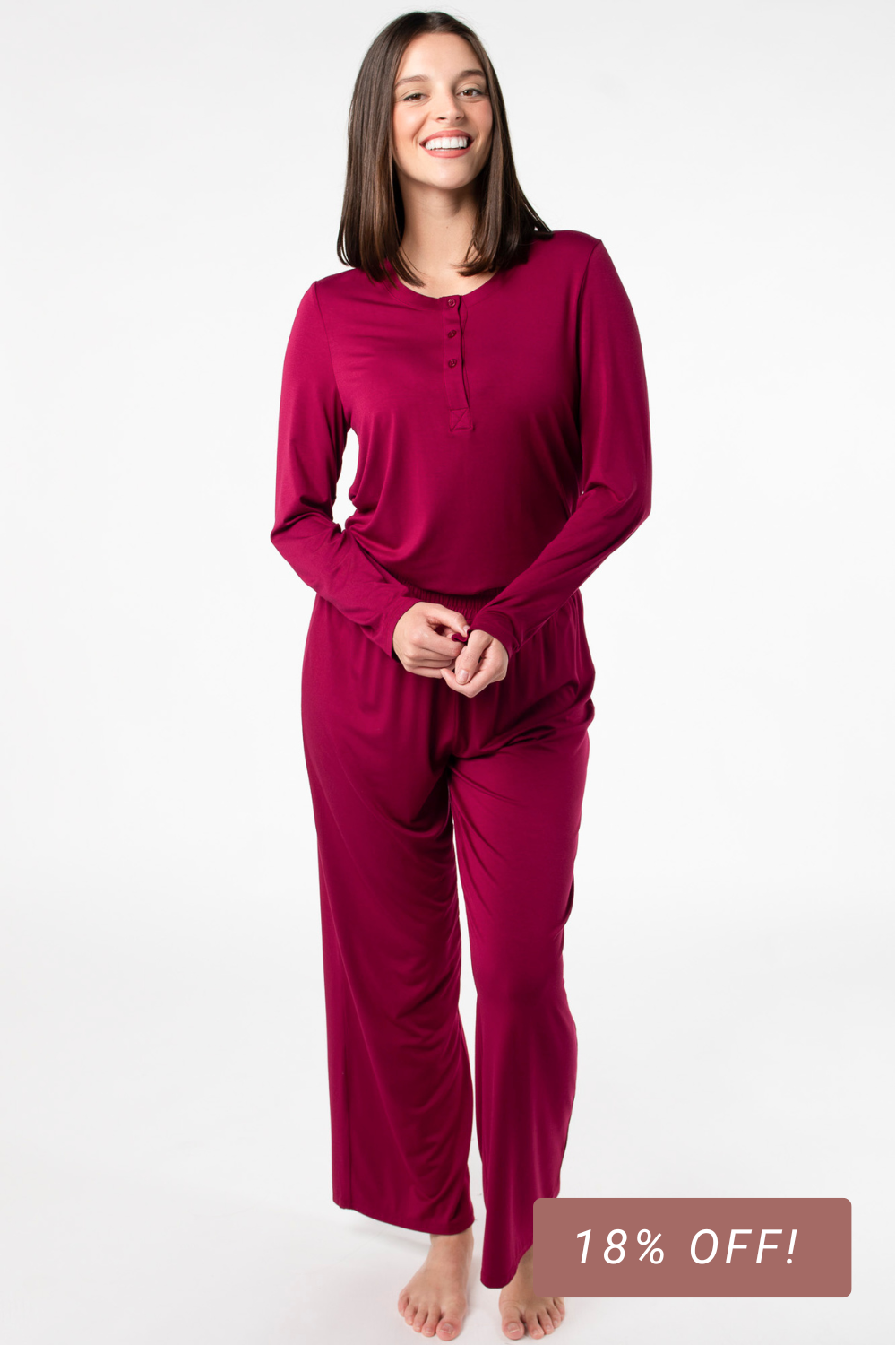 Skyla Bamboo Pajama Set - Beet Red