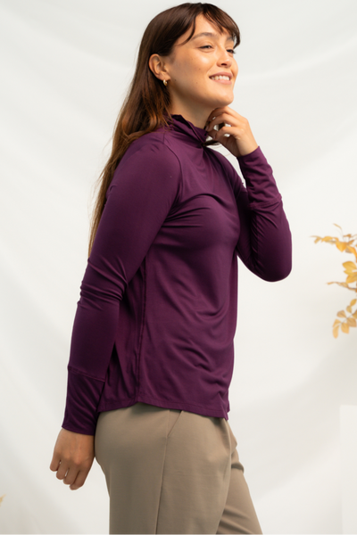Dalya Funnel-Neck Bamboo Long Sleeve - Italian Plum