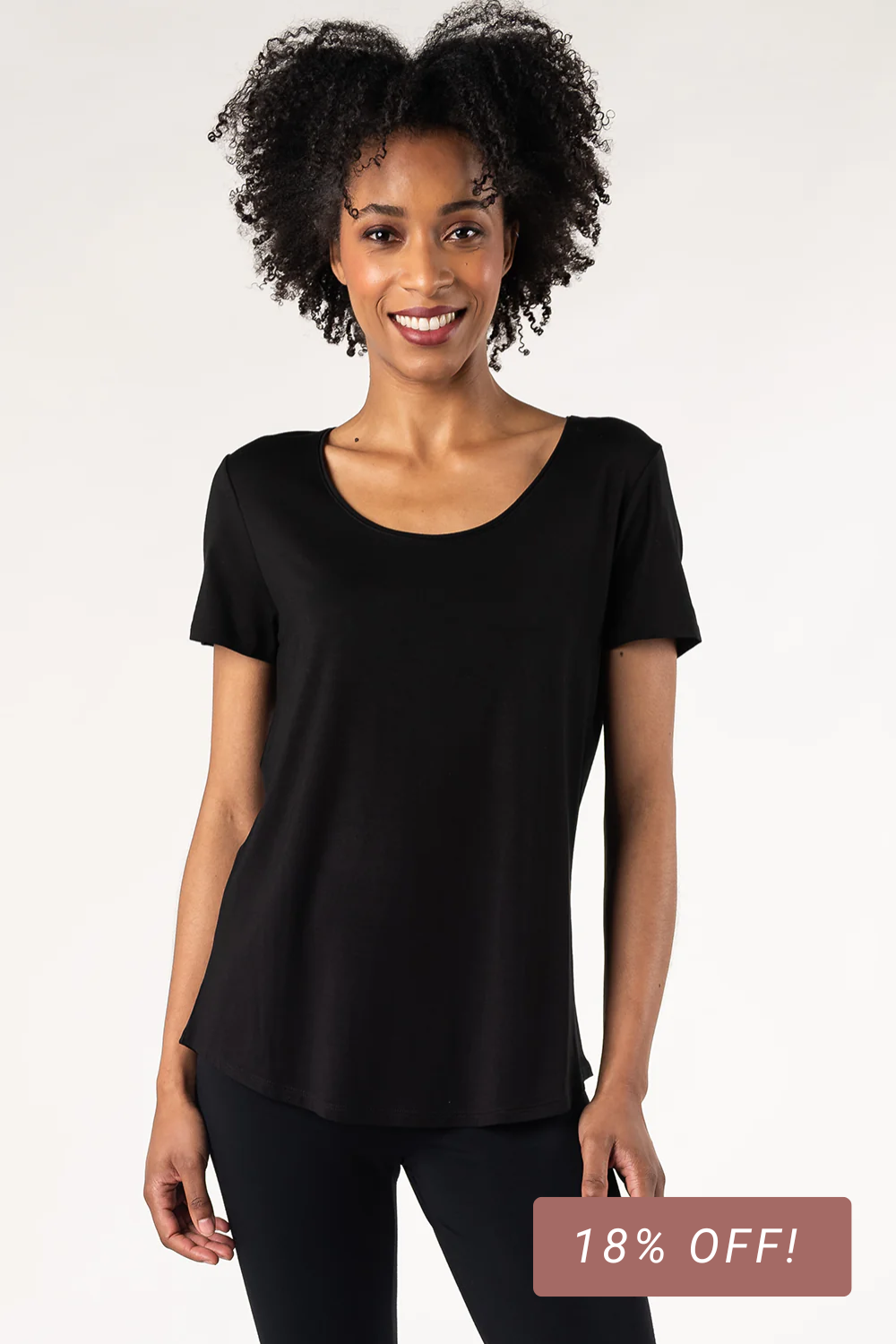 Brenda U-Neck Bamboo Tee - Black