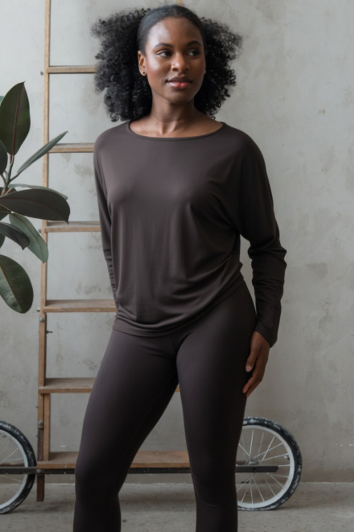 Sienna Bamboo Dolman Top - Dark Chocolate