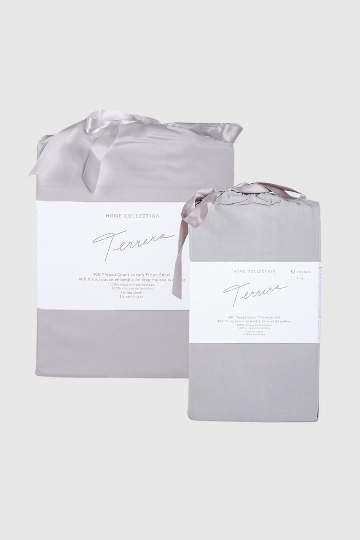 Pillowcase &amp; Fitted Sheet Bundle - Grey