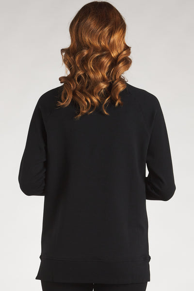 Back view of a soft and sustainable black sweatshirt from Terrera.