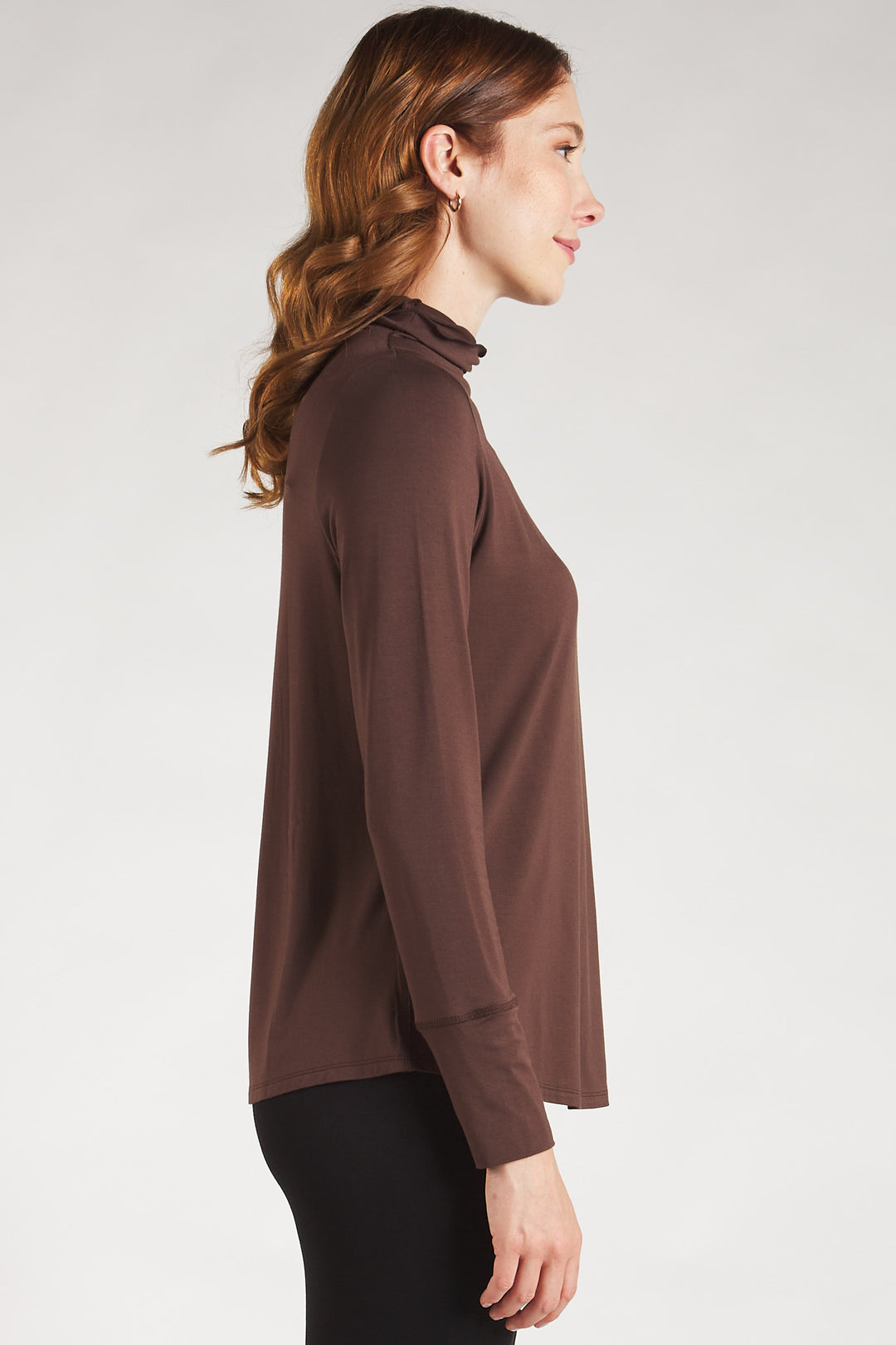 terrera womens dark brown bamboo turtleneck top canada