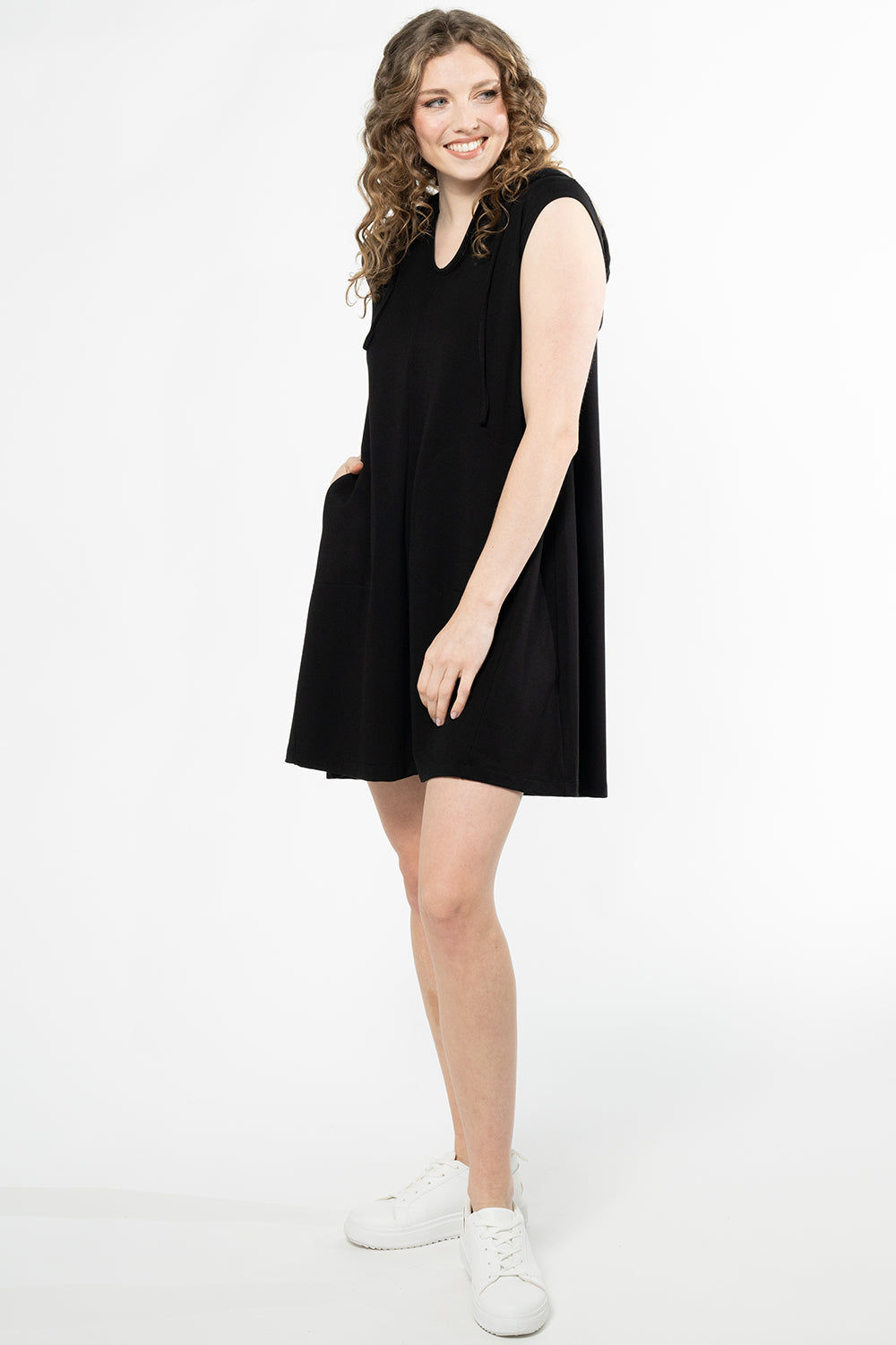Daphne Bamboo Hoodie Dress - Black - Terrera
