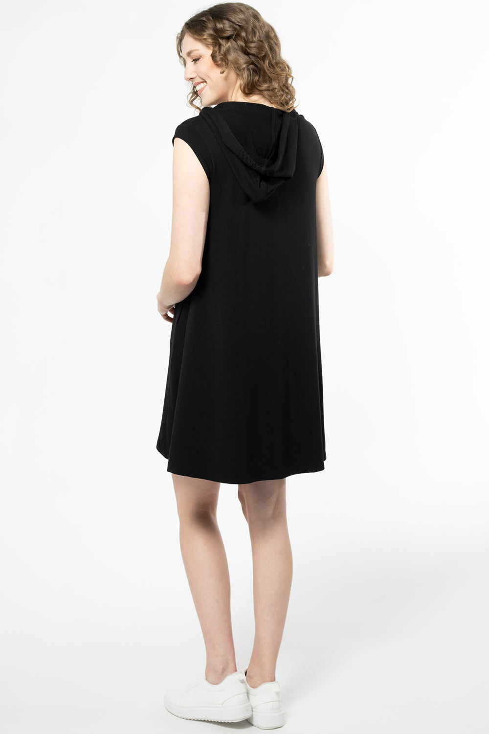 Daphne Bamboo Hoodie Dress - Black - Terrera