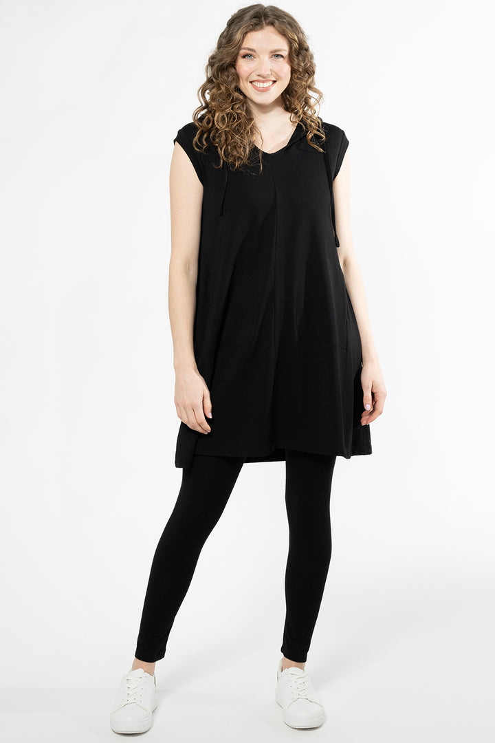 Daphne Bamboo Hoodie Dress - Black - Terrera