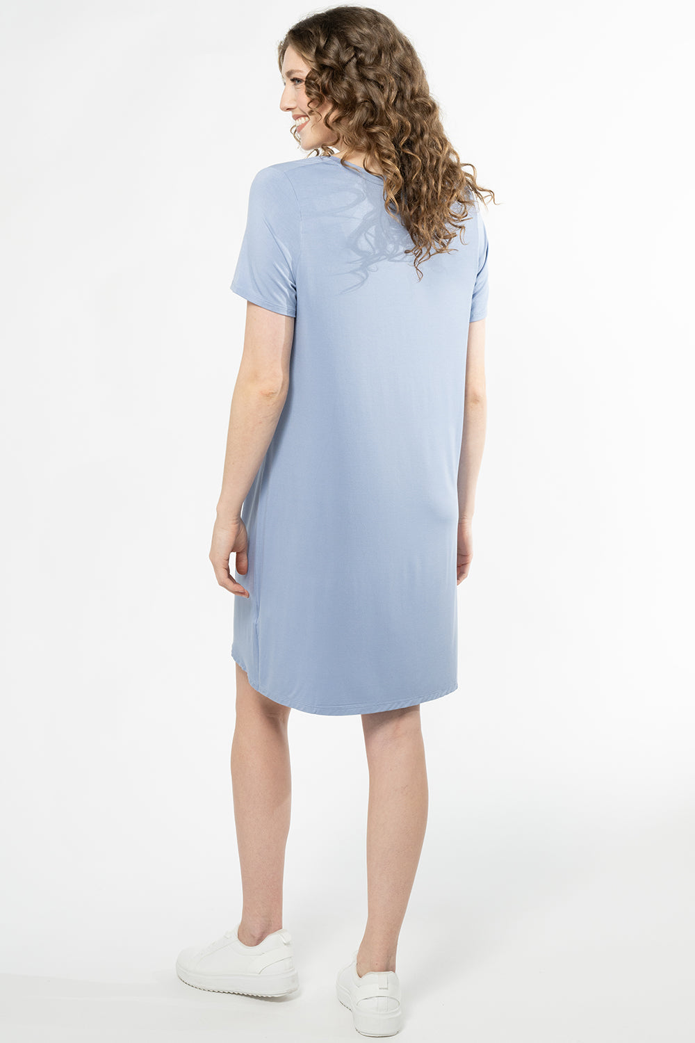 Lilah Twist Knot Bamboo T shirt Dress Powder Blue Powder Blue M