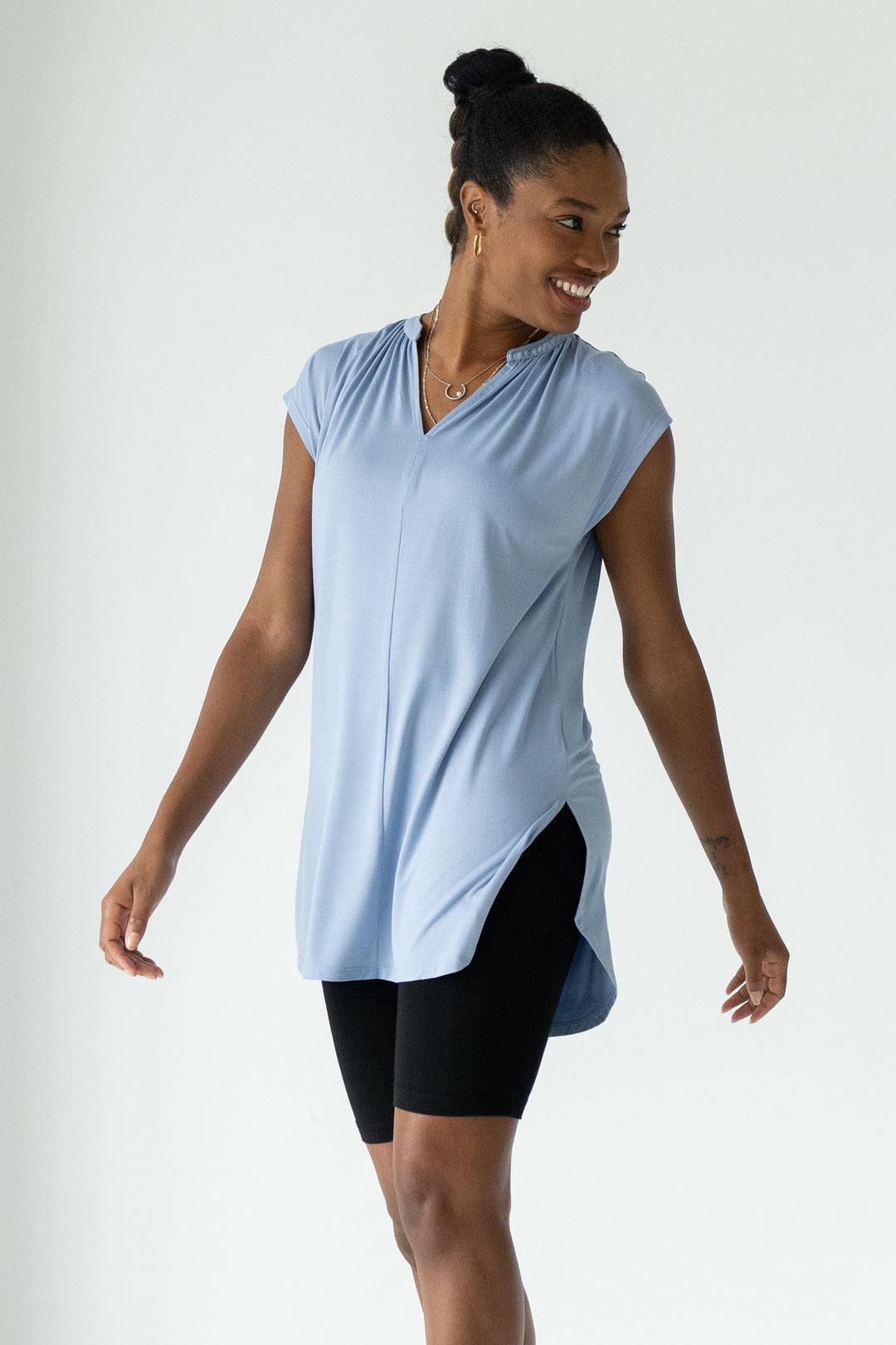 terrera womens light blue bamboo tunic tops canada