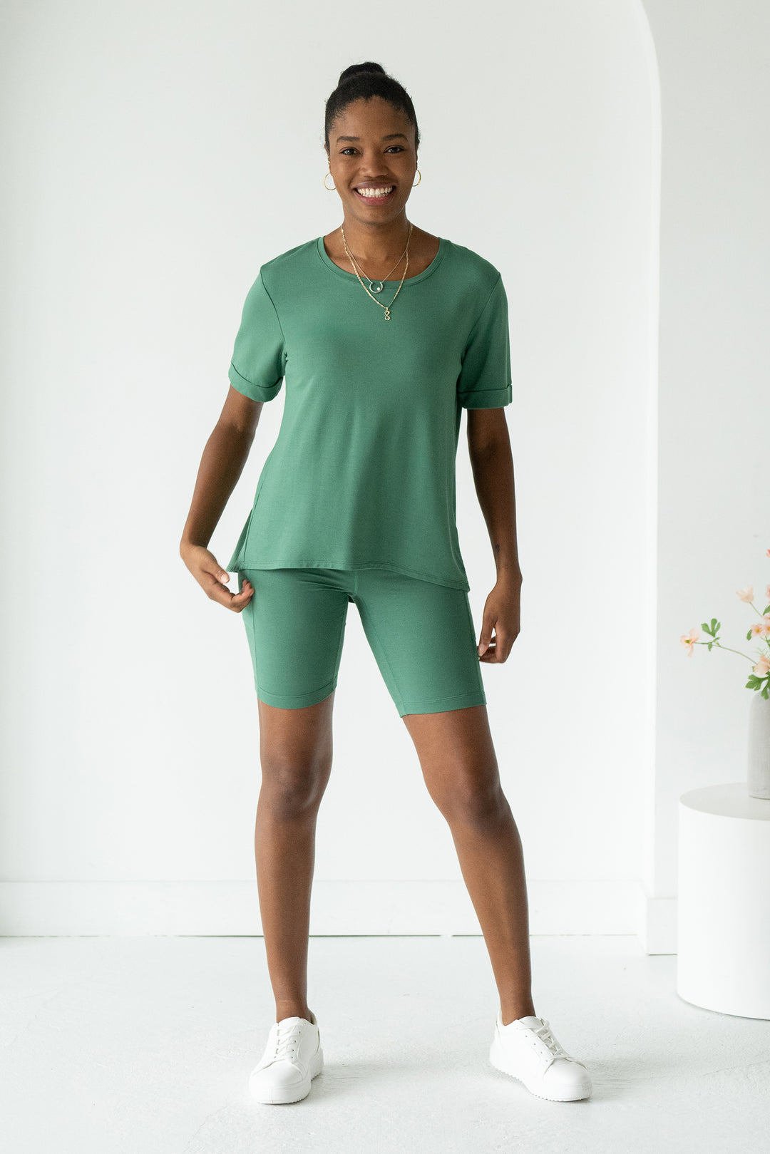 terrera womens forest green bamboo side pocket shorts canada