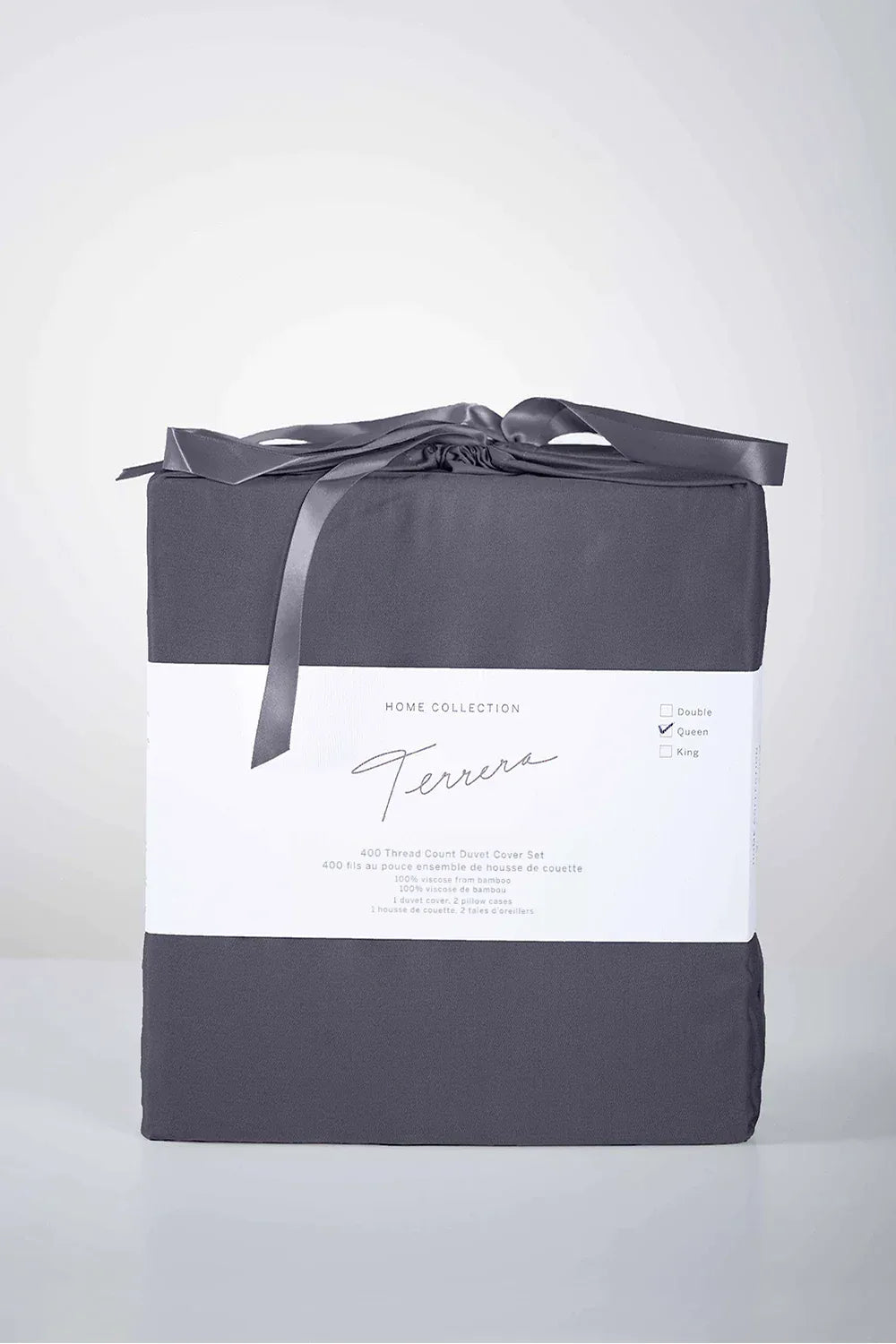 3-Piece Solid Bamboo Duvet Cover Set - Charcoal - Terrera