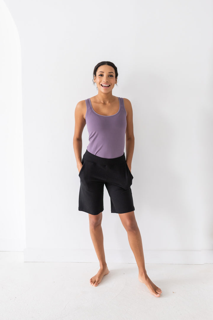 Ribbed Contour Bamboo Tank Top - Dusty Purple - Terrera