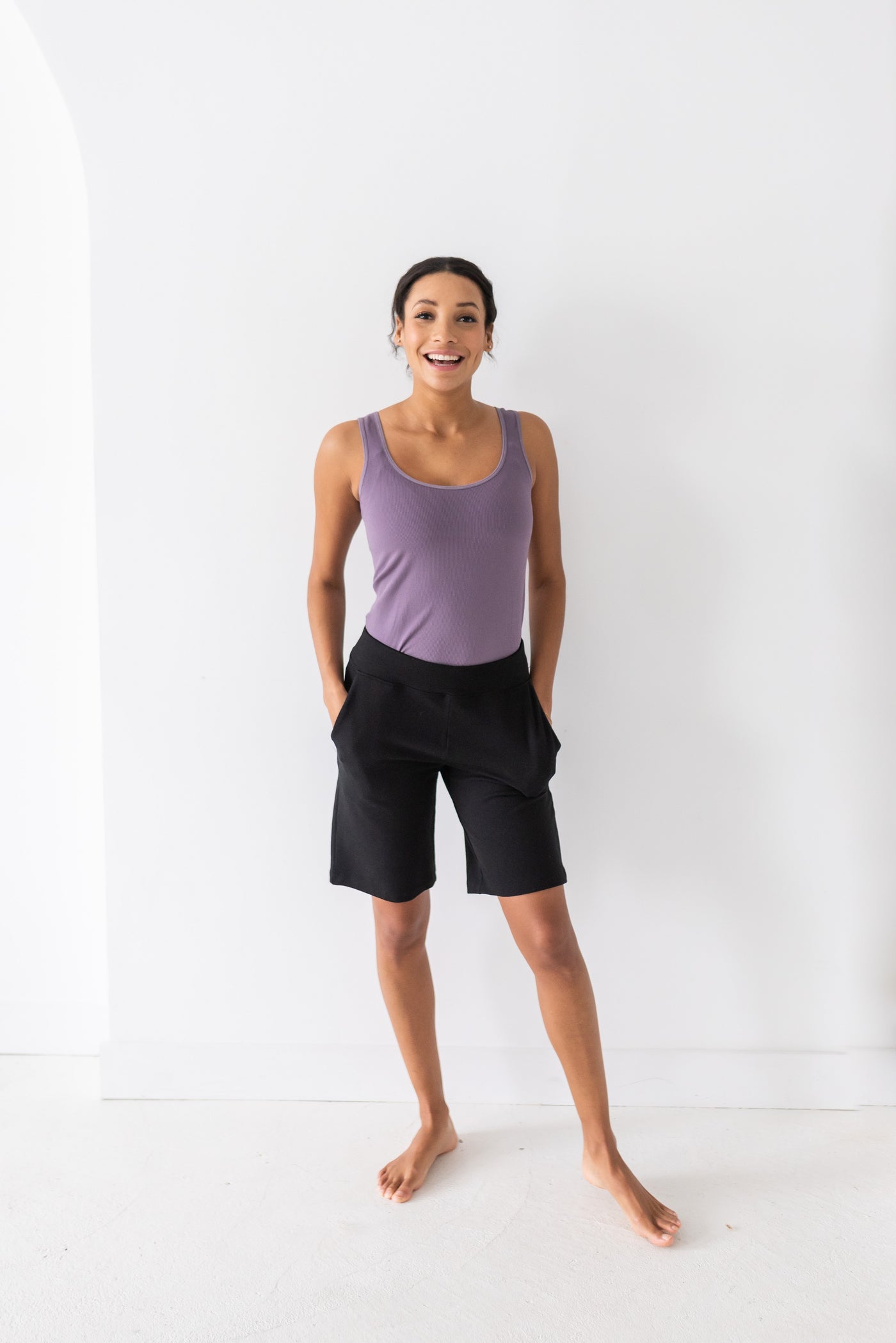 Ribbed Contour Bamboo Tank Top - Dusty Purple