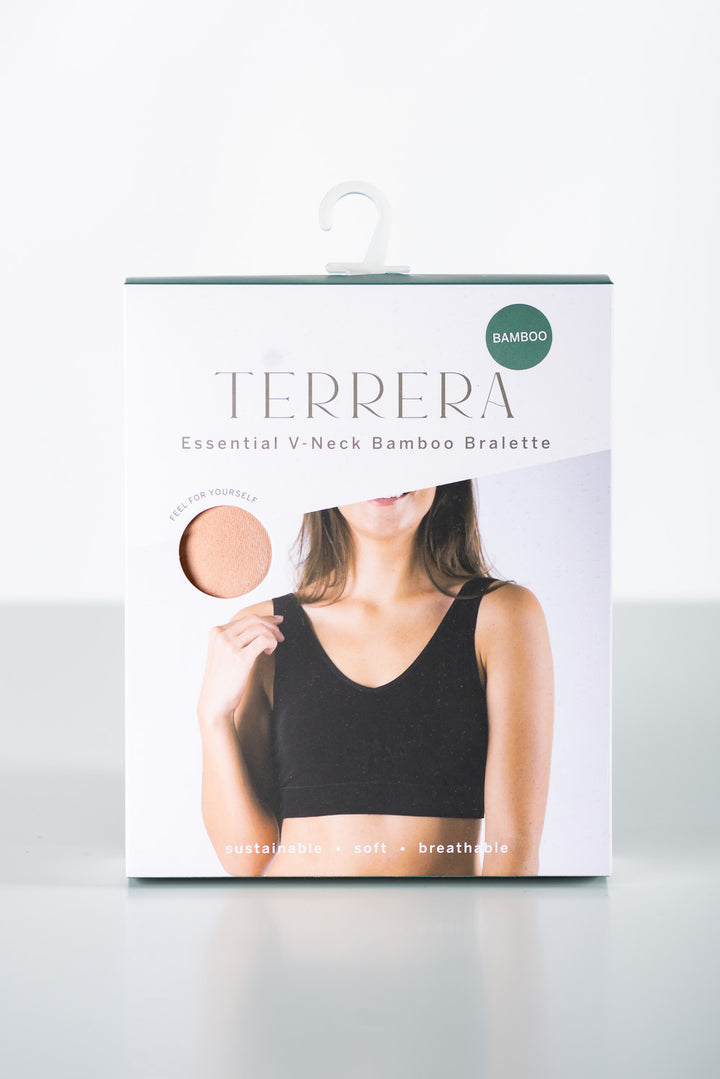 Essential V-Neck Bamboo Bralette - Beige - Terrera
