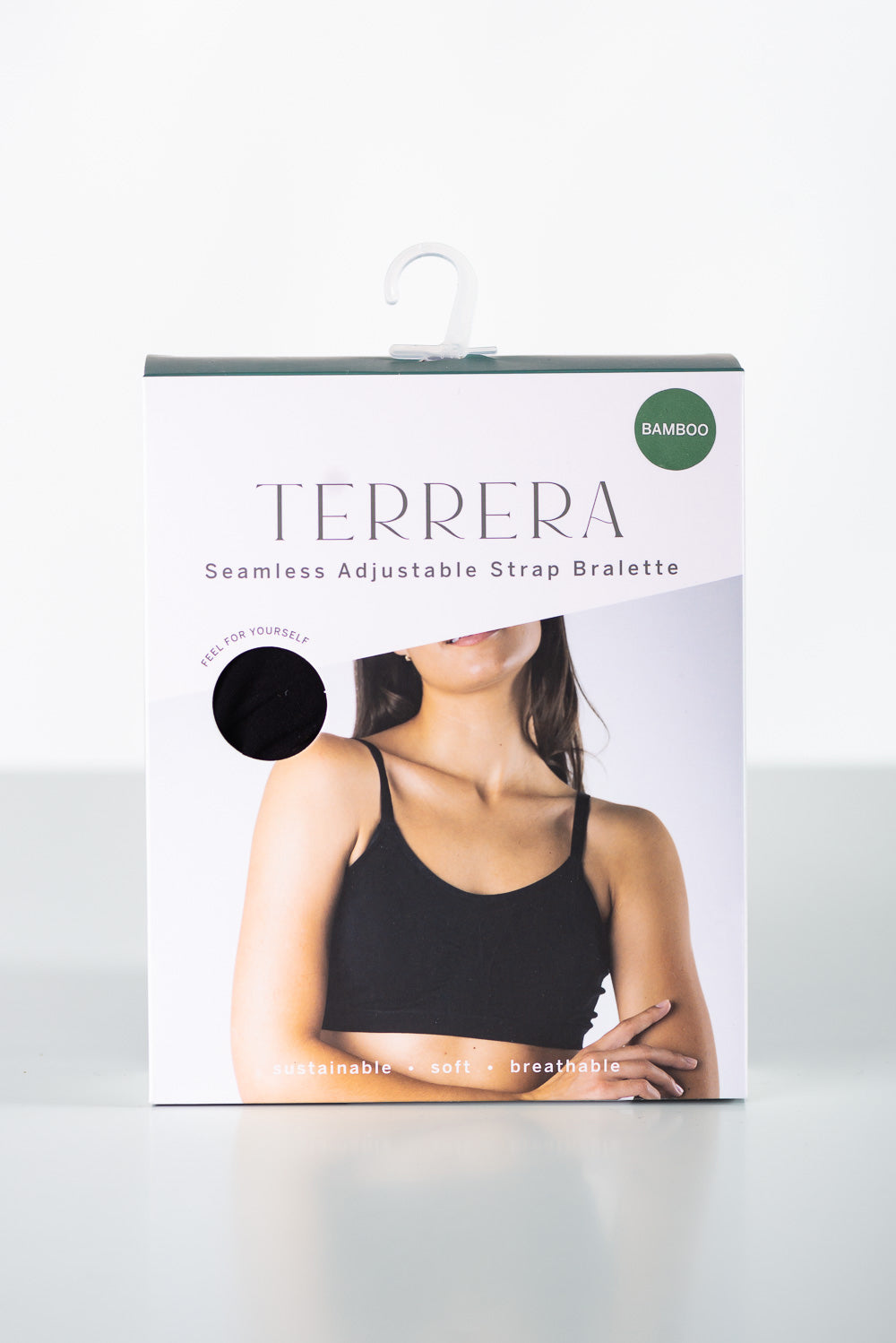 Seamless Adjustable Strap Bamboo Bralette - Black - Terrera