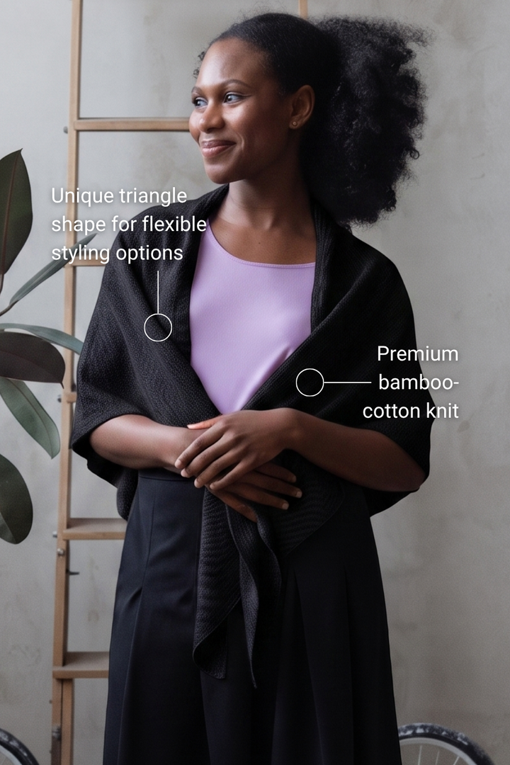 Valencia Bamboo Triangle Scarf - Black