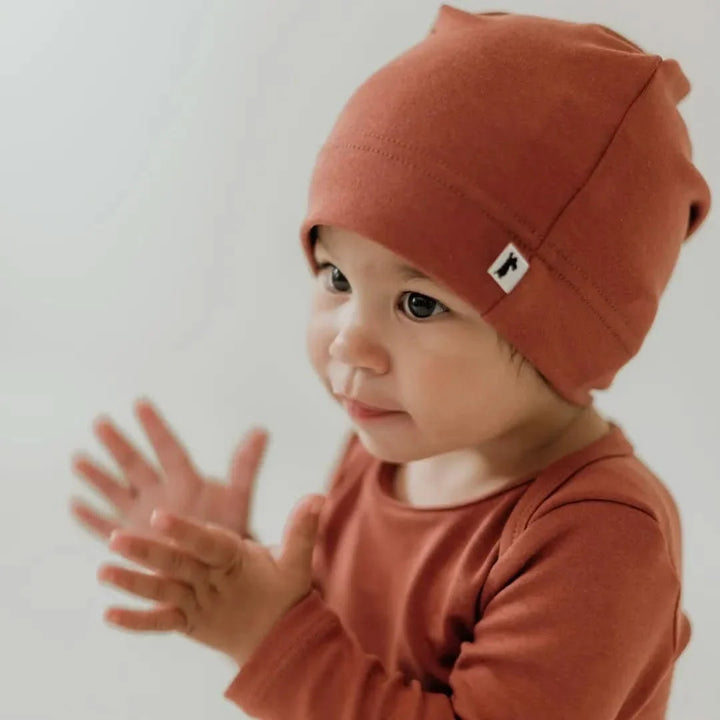 Baby Long-Sleeve Bamboo Bodysuit | Terracotta
