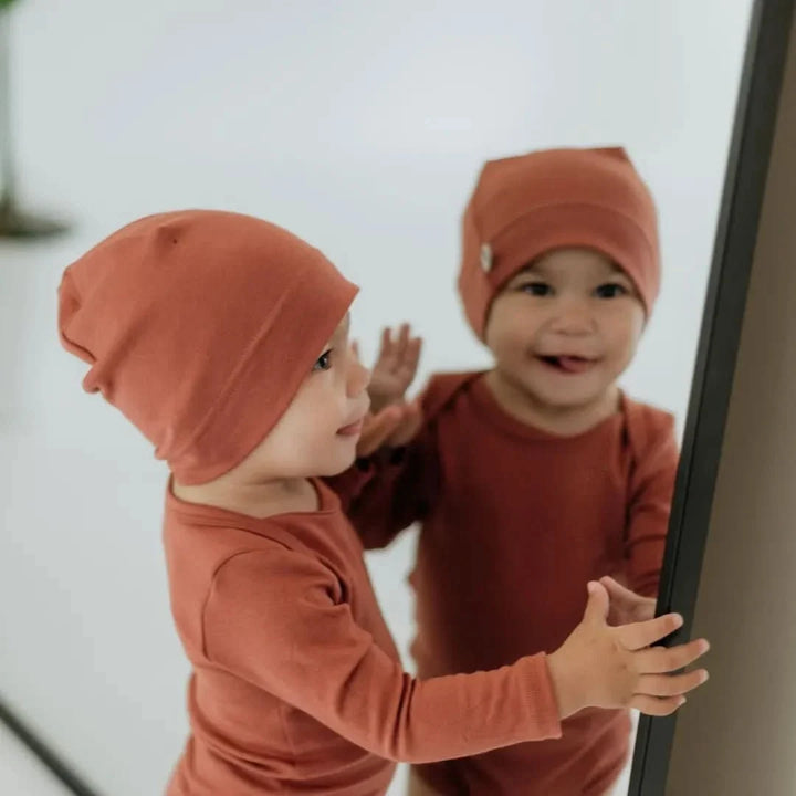 Baby Long-Sleeve Bamboo Bodysuit | Terracotta